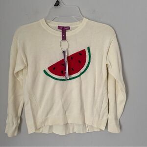 Aqua Girl’ Long Sleeve Watermelon Knit Crew Neck Sweater